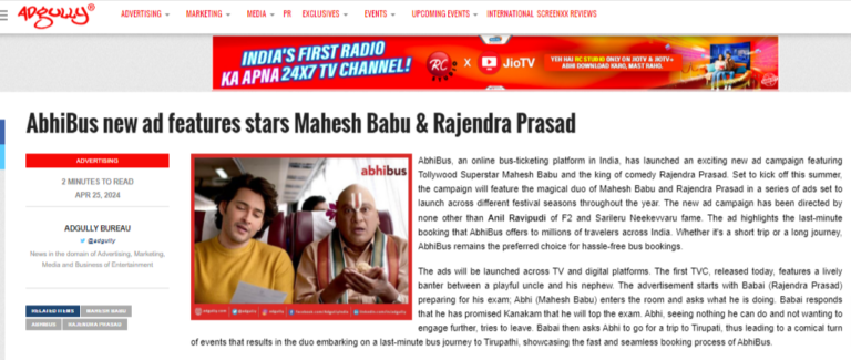 Mahesh Babu & Rajendra Prasad Shine in AbhiBus Latest Ad Campaign
